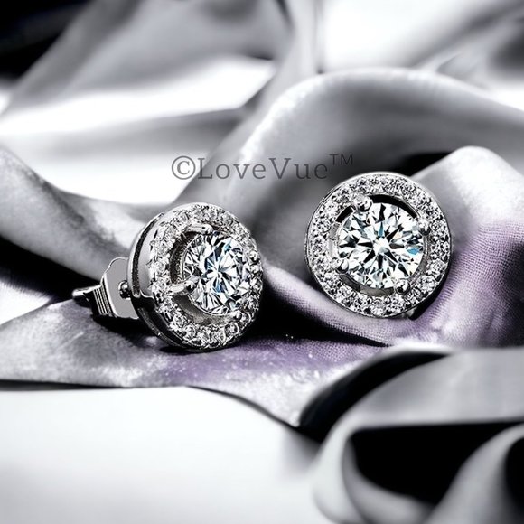 Certified 1ct. t.w. Diamond Round Halo Stud Earrings VVS1 GRA Certified - Picture 4 of 16